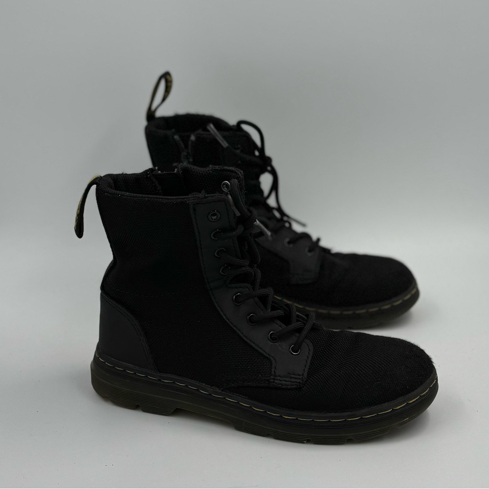 Dr. Martens Doc Combs J Air Wair Combat Boots, Kid Youth size 3 Canvas Zip Black - Picture 3 of 6